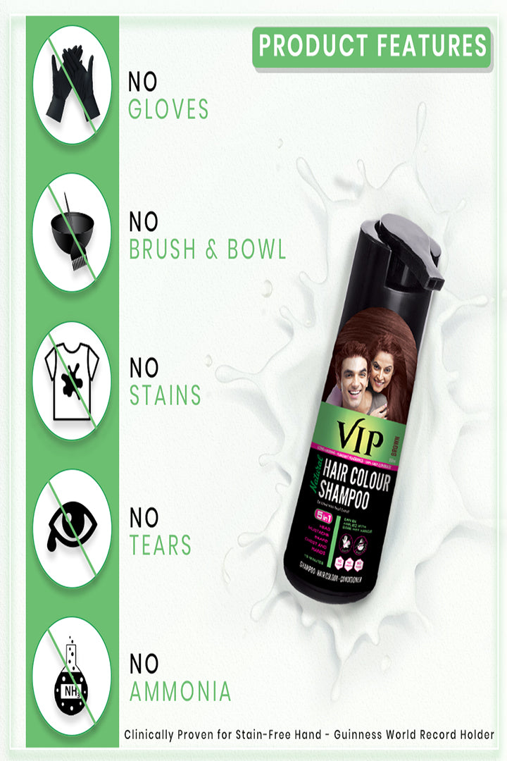 VIP Hair Colour Shampoo 180ml Brown