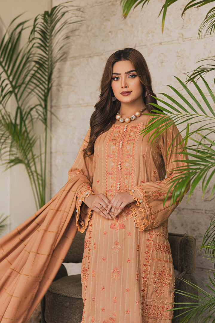 Peridot Luxury Embroidered Unstitched 3Pc Suit - PD-375B