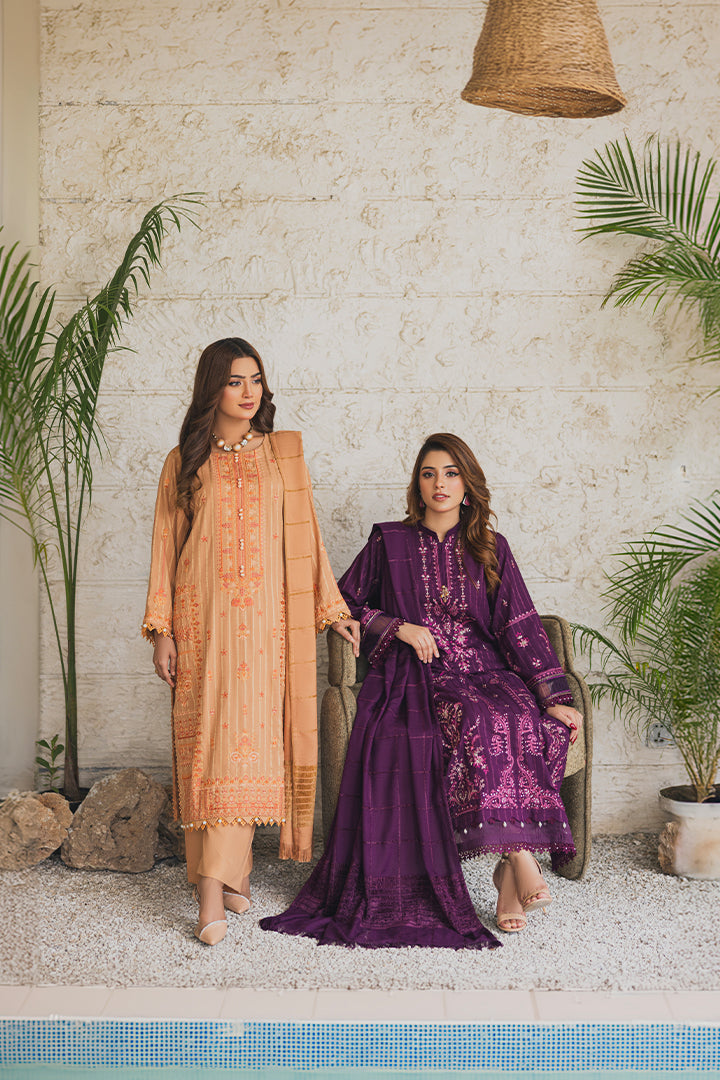 Peridot Luxury Embroidered Unstitched 3Pc Suit - PD-375B