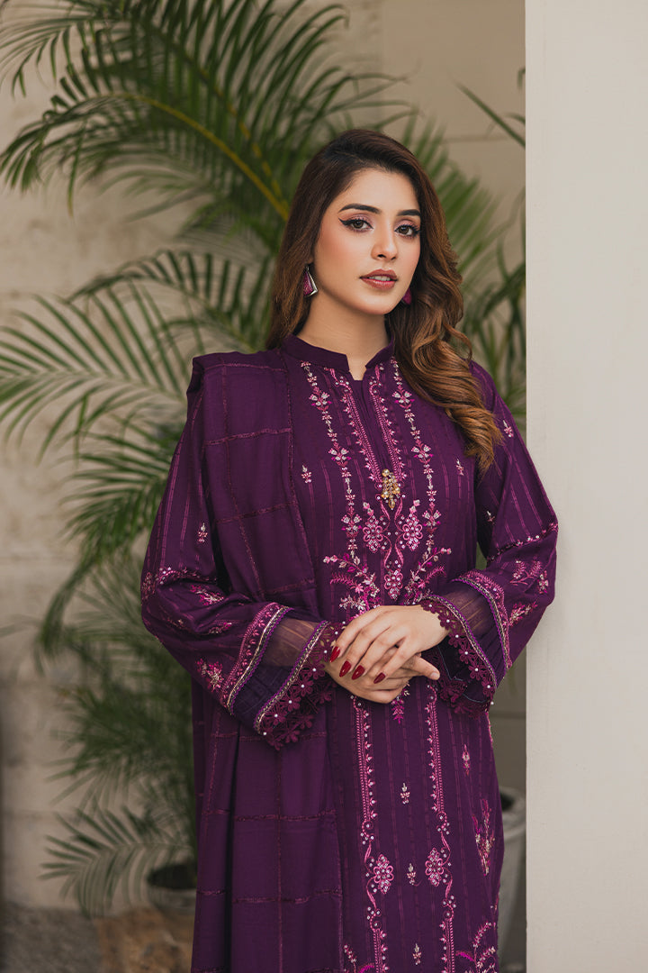 Peridot Luxury Embroidered Unstitched 3Pc Suit - PD-376B