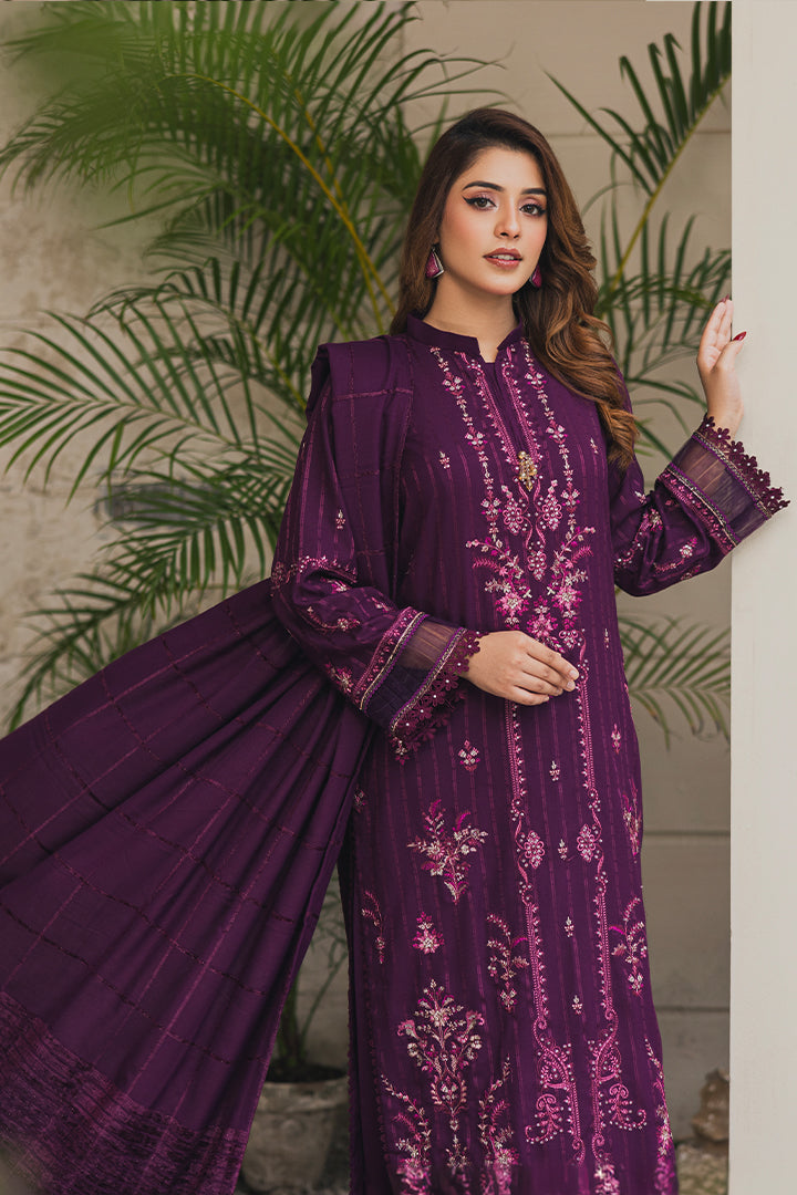 Peridot Luxury Embroidered Unstitched 3Pc Suit - PD-376B