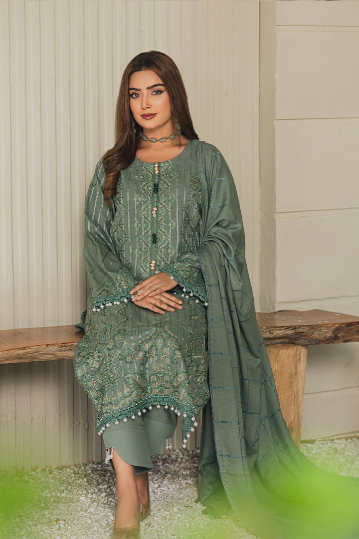 Peridot Luxury Embroidered Unstitched 3Pc Suit - PD-377A