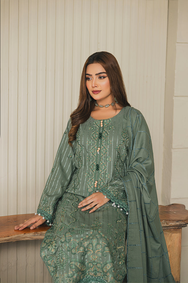 Peridot Luxury Embroidered Unstitched 3Pc Suit - PD-377A