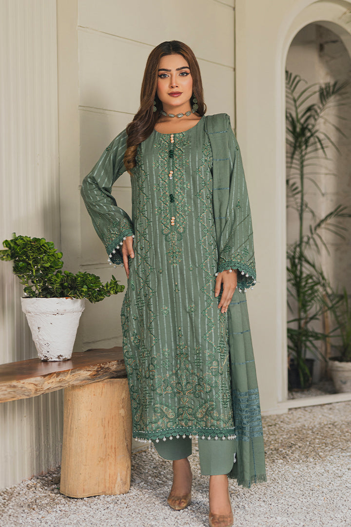 Peridot Luxury Embroidered Unstitched 3Pc Suit - PD-377A