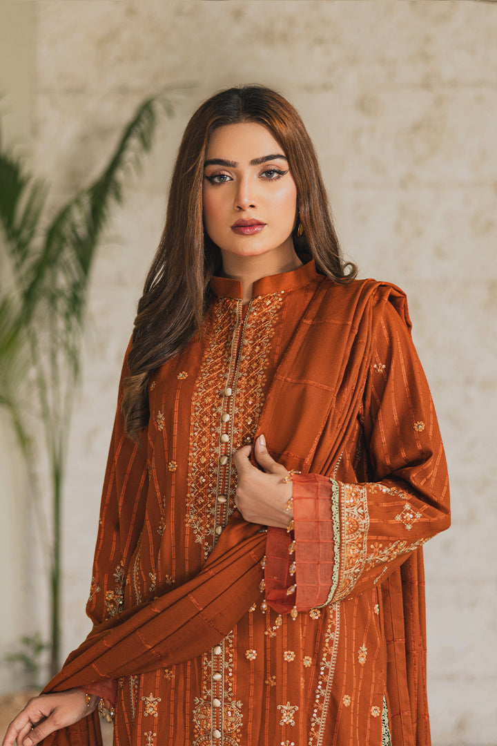 Peridot Luxury Embroidered Unstitched 3Pc Suit - PD-378A