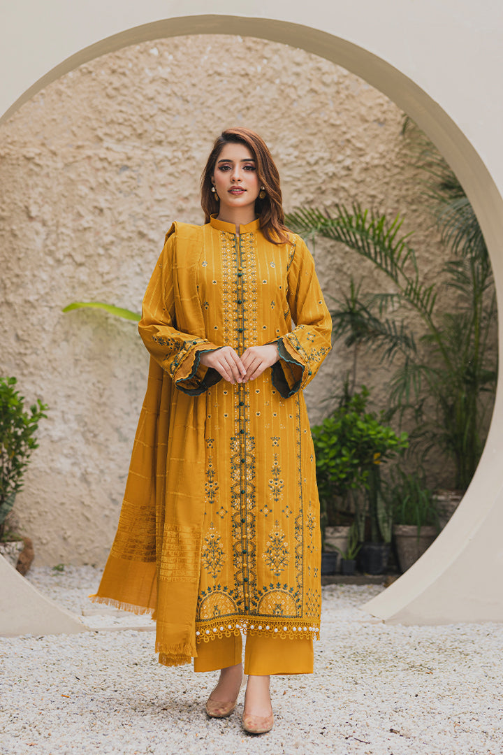 Peridot Luxury Embroidered Unstitched 3Pc Suit - PD-378B