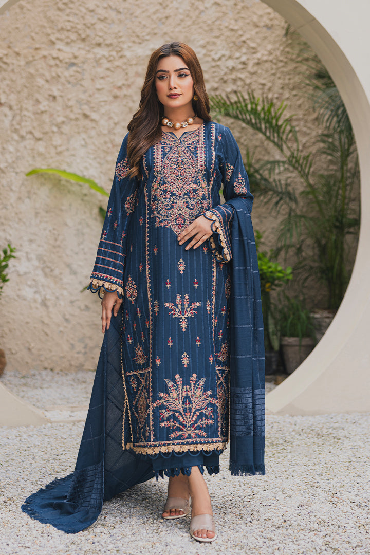 Peridot Luxury Embroidered Unstitched 3Pc Suit - PD-379B