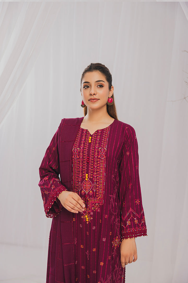 Peridot Luxury Embroidered Unstitched 3Pc Suit - PD-381A